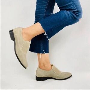 🔴 5 for $25! Free People Loafer Brady Leather Suede Beige‎ Slip On Mule Sz 40